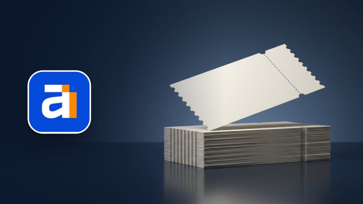 Ahrefs icon beside a laptop showing a checkout page with a promo code field and a discount tag